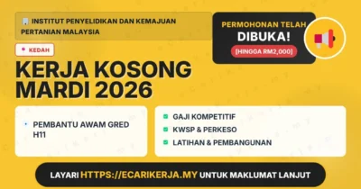 Jawatan Kosong Pembantu Awam Gred H11 – Kontrak – Institut Penyelidikan Dan Kemajuan Pertanian Malaysia 2026
