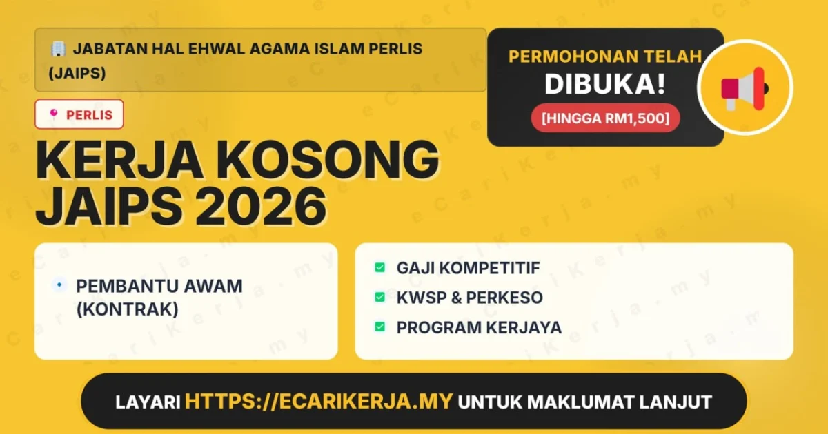 Jawatan Kosong Pembantu Awam (Kontrak) – Jabatan Hal Ehwal Agama Islam Perlis (Jaips) 2026