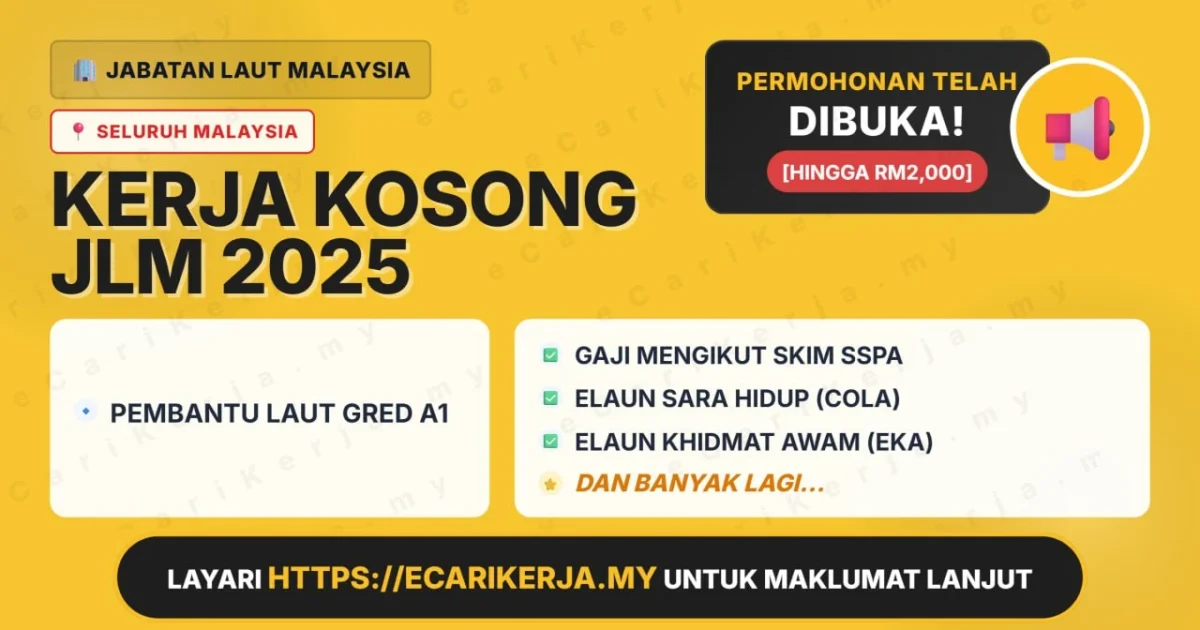 Jawatan Kosong Pembantu Laut Gred A1 – Jabatan Laut Malaysia 2026