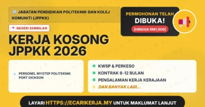 Jawatan Kosong Personel Mystep Politeknik Port Dickson – Jabatan Pendidikan Politeknik Dan Kolej Komuniti (Jppkk) 2026
