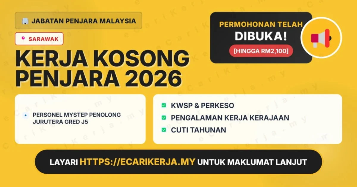 Jawatan Kosong Personel Mystep Penolong Jurutera Gred J5 – Jabatan Penjara Malaysia 2026