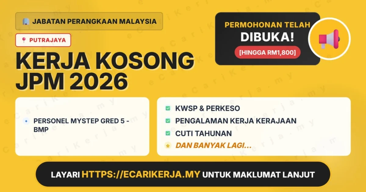 Jawatan Kosong Personel Mystep Gred 5 – Bmp – Jabatan Perangkaan Malaysia 2026