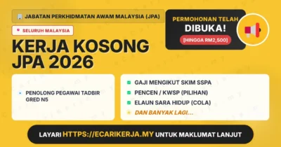 Jawatan Kosong Penolong Pegawai Tadbir Gred N5 – Jabatan Perkhidmatan Awam Malaysia (Jpa) 2026 (Tetap Sspa)