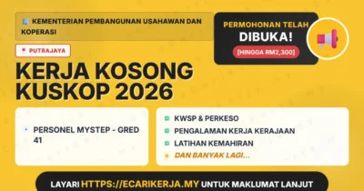 Jawatan Kosong Personel Mystep – Gred 41 – Kementerian Pembangunan Usahawan Dan Koperasi 2026