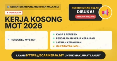 Jawatan Kosong Personel Mystep – Kementerian Pengangkutan Malaysia 2026