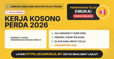 Jawatan Kosong Pembantu Tadbir (Perkeranian/Operasi) Gred N1 – Lembaga Kemajuan Wilayah Pulau Pinang 2026