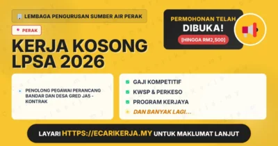 Jawatan Kosong Penolong Pegawai Perancang Bandar Dan Desa Gred Ja5 – Kontrak – Lembaga Pengurusan Sumber Air Perak 2026