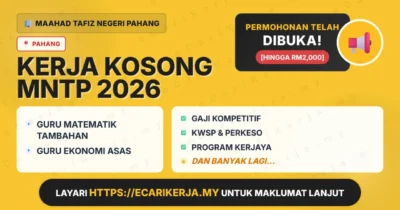 Jawatan Kosong Guru Matematik Tambahan Dan Guru Ekonomi Asas – Maahad Tafiz Negeri Pahang 2026 (Tetap Sspa)