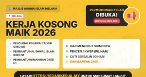 3 Jawatan Kosong Di Majlis Agama Islam Melaka 2026