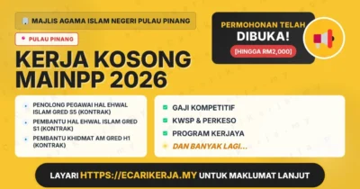3 Jawatan Kosong Di Majlis Agama Islam Negeri Pulau Pinang 2026 (Tetap Sspa)