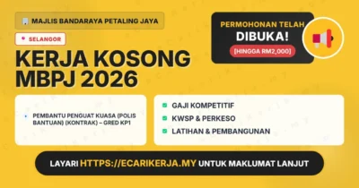 Jawatan Kosong Pembantu Penguat Kuasa (Polis Bantuan) (Kontrak) – Gred Kp1 – Majlis Bandaraya Petaling Jaya 2026