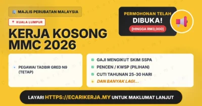 Jawatan Kosong Pegawai Tadbir Gred N9 (Tetap) – Majlis Perubatan Malaysia 2026 (Tetap Sspa)