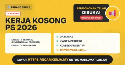 Jawatan Kosong Eksekutif Teknikal (Pembangunan Program) Dan Eksekutif Pemasaran – Pahang Skills 2026