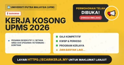 Jawatan Kosong Pegawai Eksekutif 3 / Setara Gred Gv9 (Pegawai Veterinar) – Kontrak – Universiti Putra Malaysia (Upm) 2026