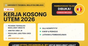 Jawatan Kosong Pegawai Teknologi Maklumat Gred F9 Dan 4+ Jawatan Lain Di Universiti Teknikal Malaysia Melaka 2026 (Tetap Sspa)