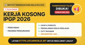 Jawatan Kosong Pensyarah Pegawai Pengurusan – Institut Pendidikan Guru Malaysia (Ipg) 2026