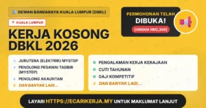 Jawatan Kosong Jurutera (Elektrik) Mystep Dan 4+ Jawatan Lain Di Dewan Bandaraya Kuala Lumpur (Dbkl) 2026