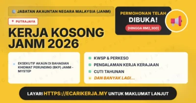 Jawatan Kosong Eksekutif Akaun Di Bahagian Khidmat Perunding (Bkp) Janm – Mystep – Jabatan Akauntan Negara Malaysia (Janm) 2026