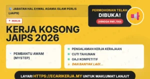 Jawatan Kosong Pembantu Awam (Mystep) – Jabatan Hal Ehwal Agama Islam Perlis (Jaips) 2026