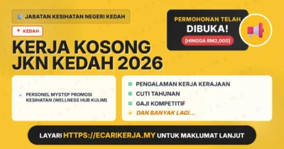 Jawatan Kosong Personel Mystep Promosi Kesihatan (Wellness Hub Kulim) – Jabatan Kesihatan Negeri Kedah 2026