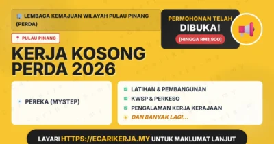 Jawatan Kosong Pereka (Mystep) – Lembaga Kemajuan Wilayah Pulau Pinang (Perda) 2026