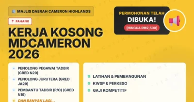 Jawatan Kosong Penolong Pegawai Tadbir (Gred N29) Dan 4+ Jawatan Lain Di Majlis Daerah Cameron Highlands 2026 (Tetap Sspa)