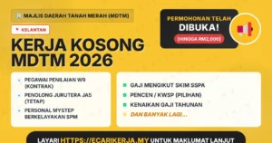 3 Jawatan Kosong Di Majlis Daerah Tanah Merah (Mdtm) 2026 (Tetap Sspa)