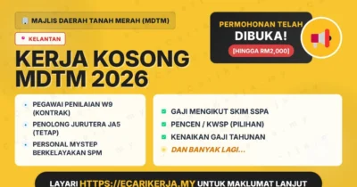 3 Jawatan Kosong Di Majlis Daerah Tanah Merah (Mdtm) 2026 (Tetap Sspa)