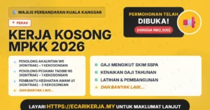 Jawatan Kosong Penolong Akauntan W5 (Kontrak) – 1 Kekosongan Dan 3+ Jawatan Lain Di Majlis Perbandaran Kuala Kangsar 2026