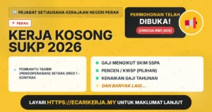 Jawatan Kosong Pembantu Tadbir (Pengoperasian) Setara Gred 1 – Kontrak – Pejabat Setiausaha Kerajaan Negeri Perak 2026