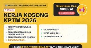 Jawatan Kosong Pensyarah Pengurusan Sukan Dan 5+ Jawatan Lain Di Kolej Poly-Tech Mara (Kptm) Kuantan 2026 (Tetap Sspa)