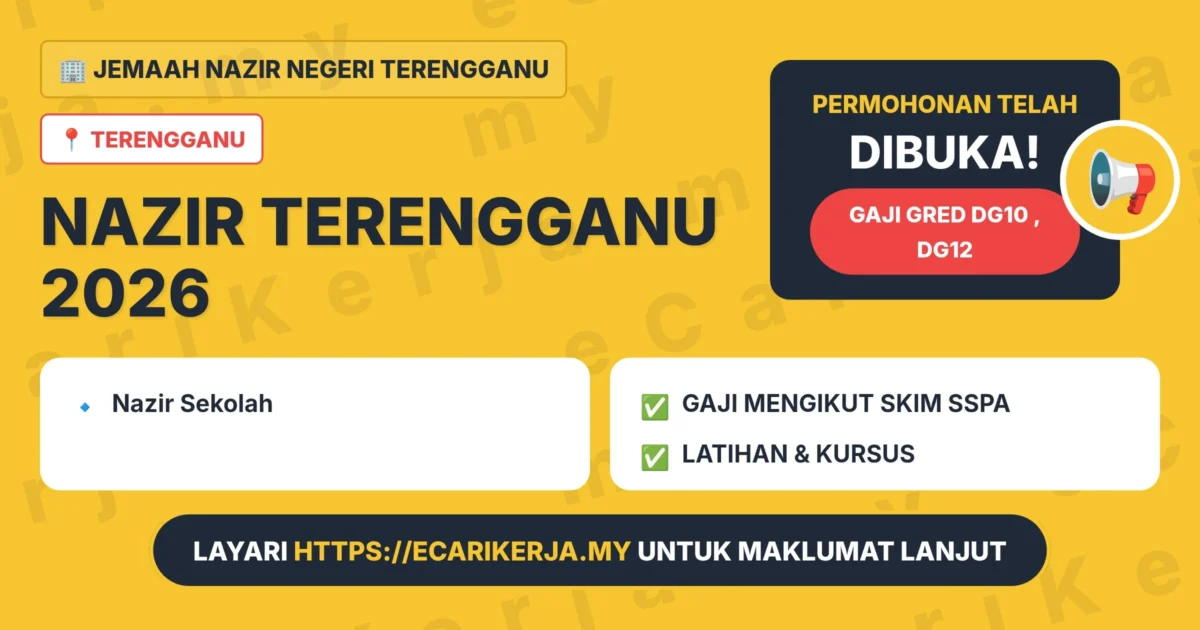 Jawatan Kosong Nazir Sekolah - Jemaah Nazir Negeri Terengganu 2026 (Tetap Sspa) 1 Jawatan Kosong Jemaah Nazir Negeri Terengganu 2026 - Nazir Sekolah