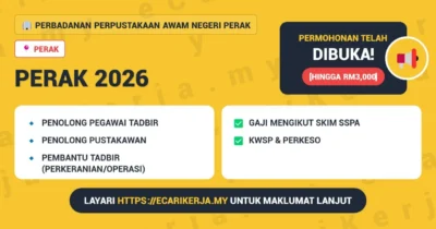 Jawatan Kosong Penolong Pegawai Tadbir Dan 5+ Jawatan Lain Di Perbadanan Perpustakaan Awam Negeri Perak 2026 (Tetap Sspa)