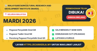 Jawatan Kosong Pegawai Penyelidik Gred Q9 Dan 5+ Jawatan Lain Di Malaysian Agricultural Research And Development Institute (Mardi) 2026 (Tetap Sspa)