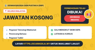 Jawatan Kosong Pegawai Teknologi Maklumat Dan 11+ Jawatan Lain Di Dewan Bahasa Dan Pustaka (Dbp) 2026 (Tetap Sspa)
