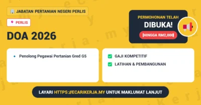 Jawatan Kosong Penolong Pegawai Pertanian Gred G5 – Jabatan Pertanian Negeri Perlis 2026 (Kontrak)