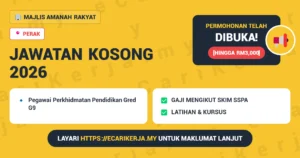 Jawatan Kosong Pegawai Perkhidmatan Pendidikan Gred G9 – Majlis Amanah Rakyat 2026 (Tetap Sspa)
